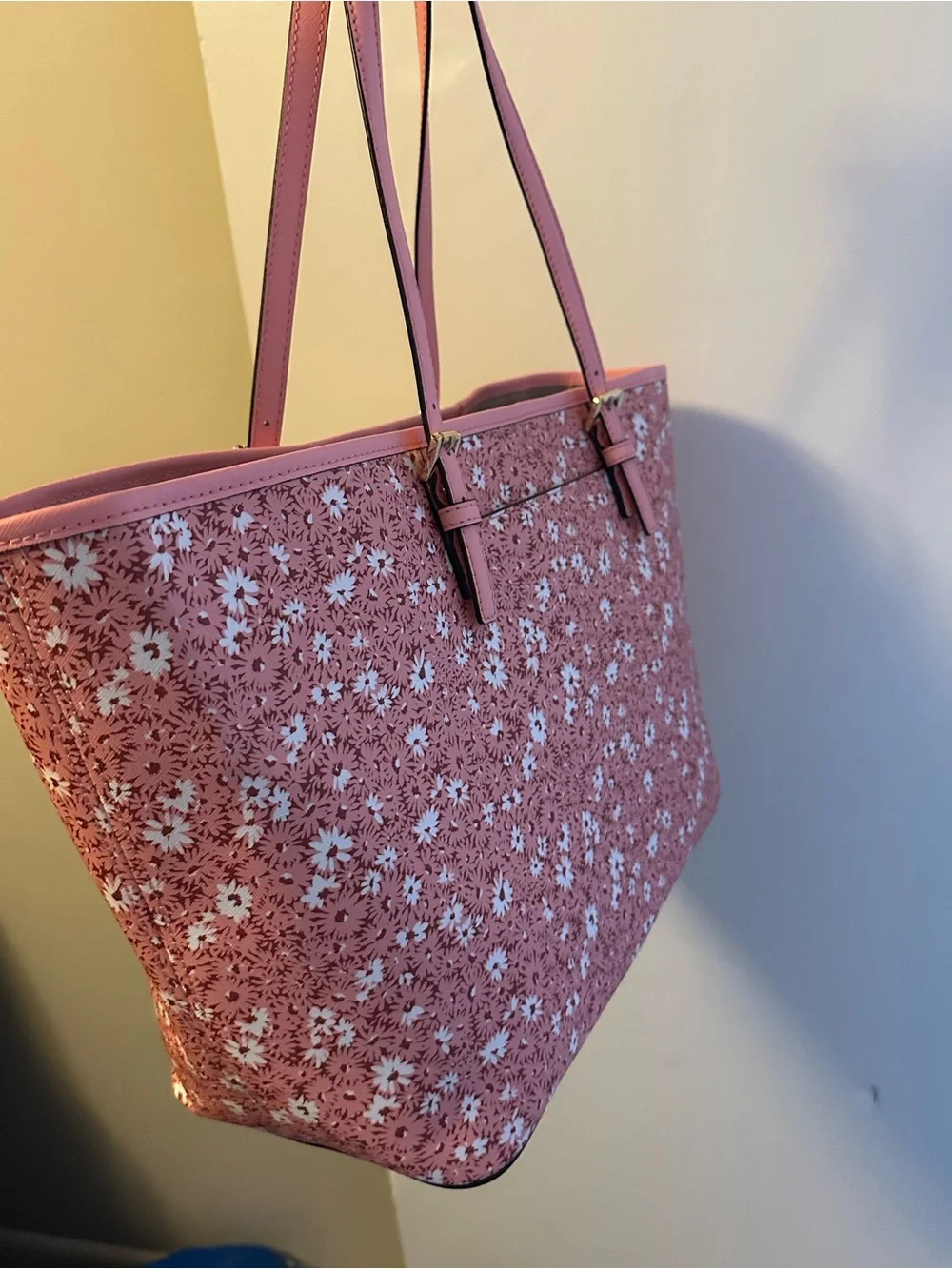 Michael Kors Hamilton Pink Floral Blossom East West Leather Satchel